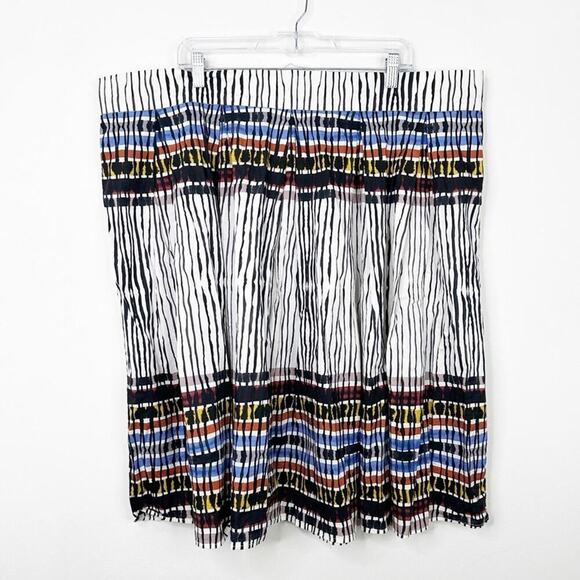 ELOQUII | Multicolored Striped Two Pockets Midi Length Skirt Sz. 24 Plus Size - Picture 3 of 3